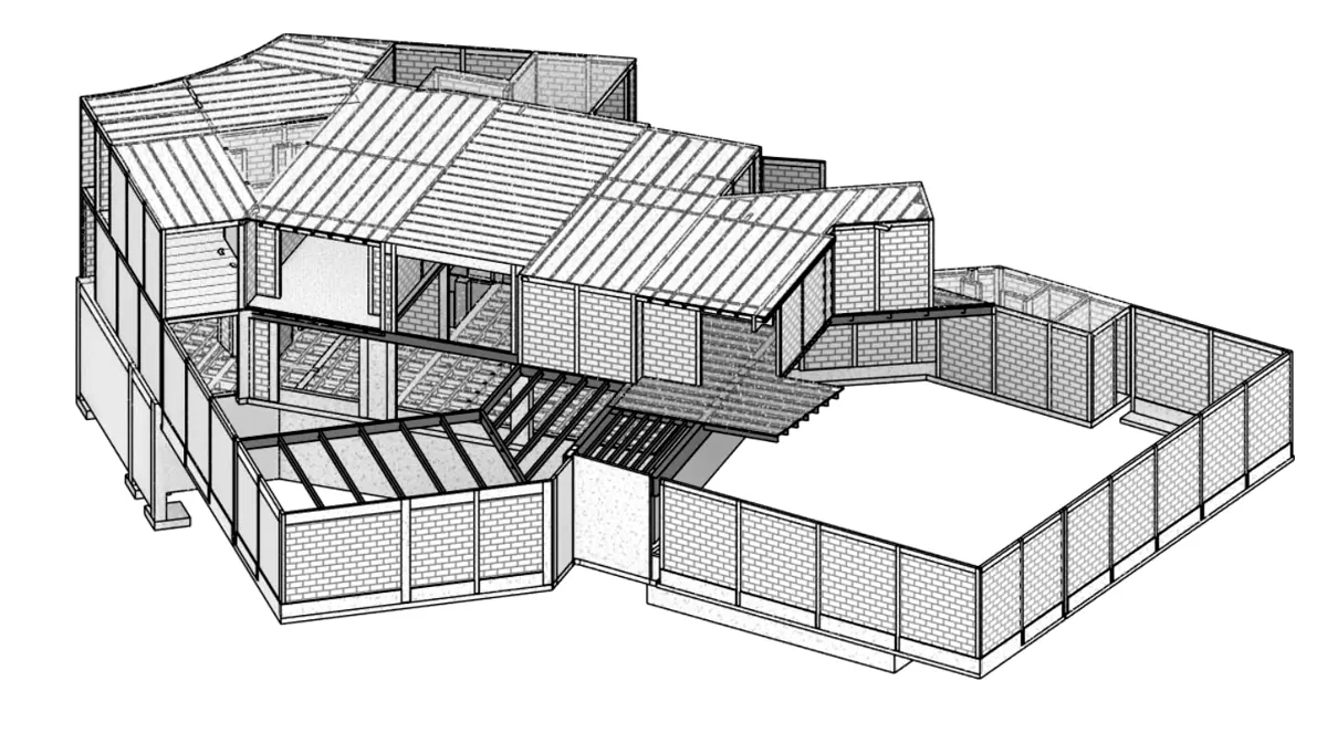 Modelo estructural de casa en Cuernavaca con trabes de acero